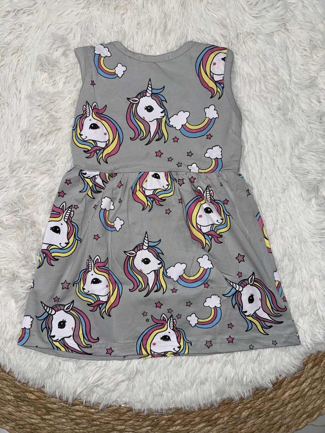 Brand Unicorn Gray Dress - Girl (Allover Unicorns)-10