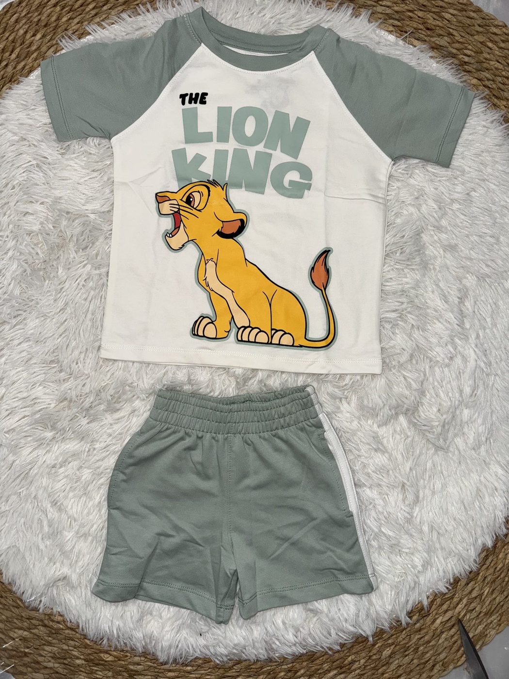 Lion King Green Raglan Shorts Set - Boy (Front Graphic)-06