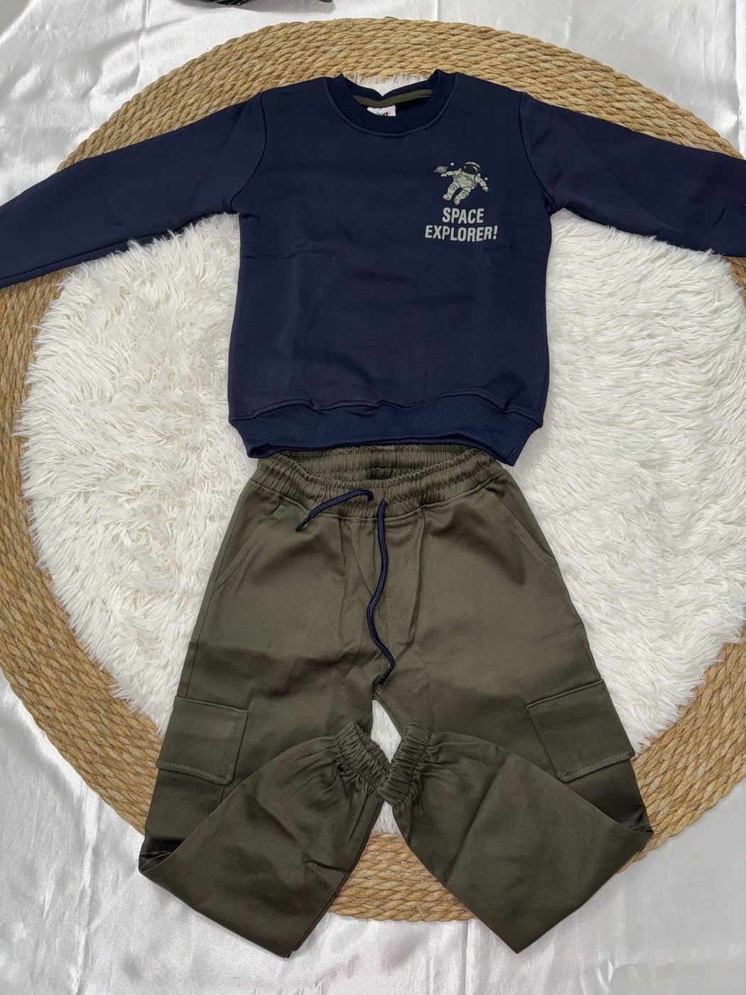 Space Explorer Set Navy - Boy (Olive Green Cargo Pants)