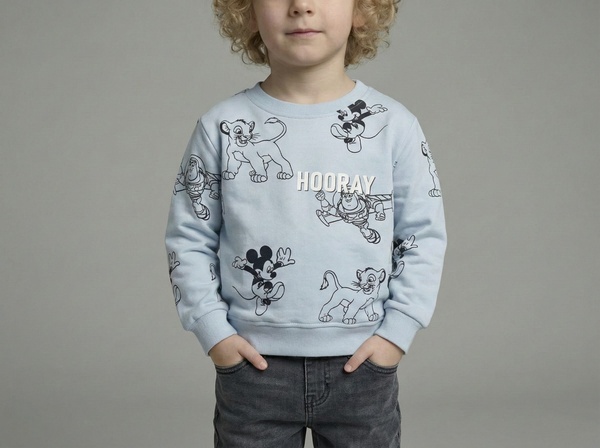 Disney Mix Sweatshirt Light Blue - Boy (Hooray Text)
