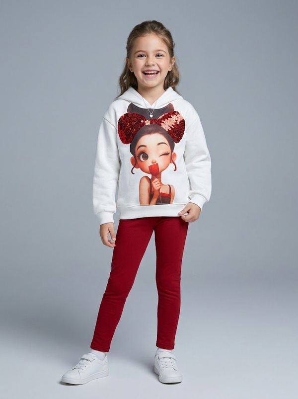 Minnie Doll White Hoodie - Girl (Holding Rose)