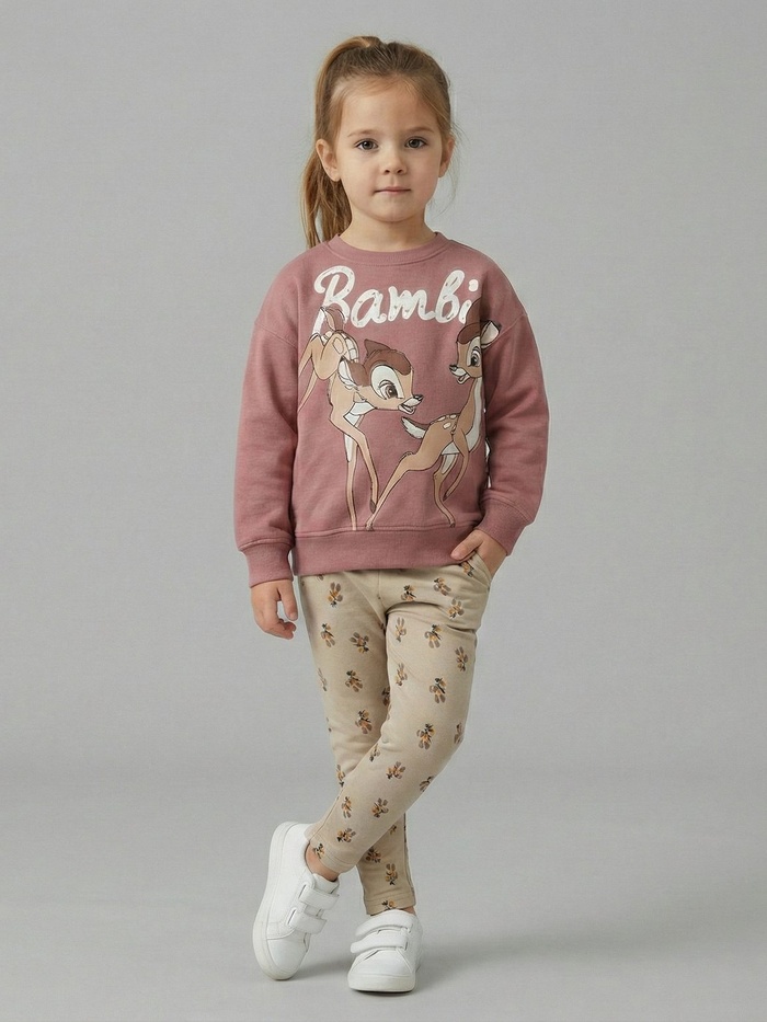 Bambi Set Dusty Rose - Girl (Floral Pattern Pants)