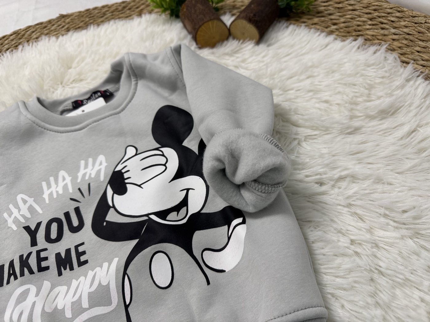 Mickey Mouse Sweatshirt Light Grey - Boy (Covering Eyes Graphic)