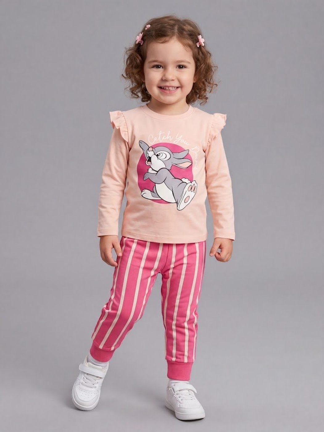 Bunny Pink Set - Girl (Striped Pants)