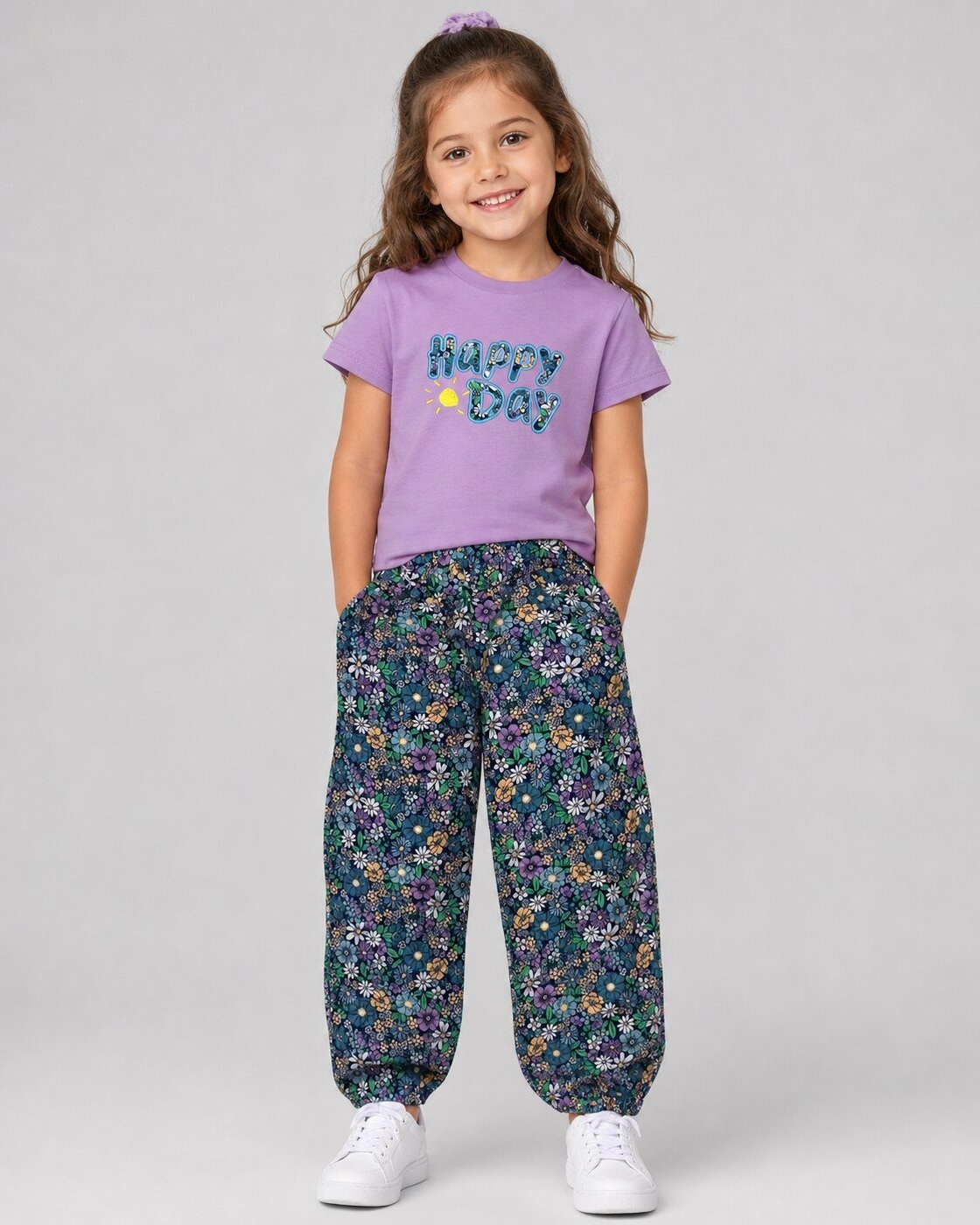 Happy Day Purple Floral Pants Set - Girl (Floral Pants)-08