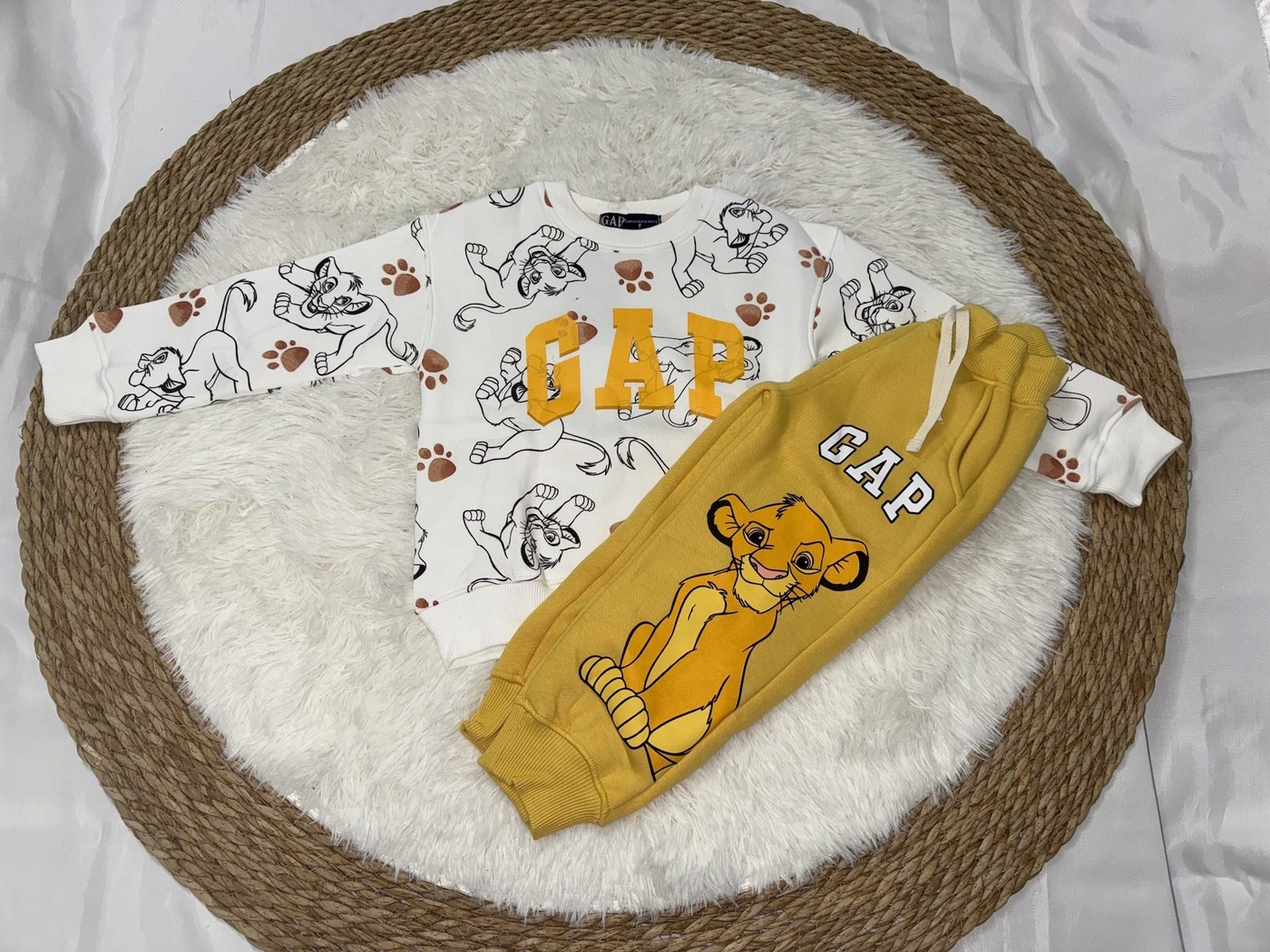 Lion King Set White & Yellow - For Boys (Simba Pattern)
