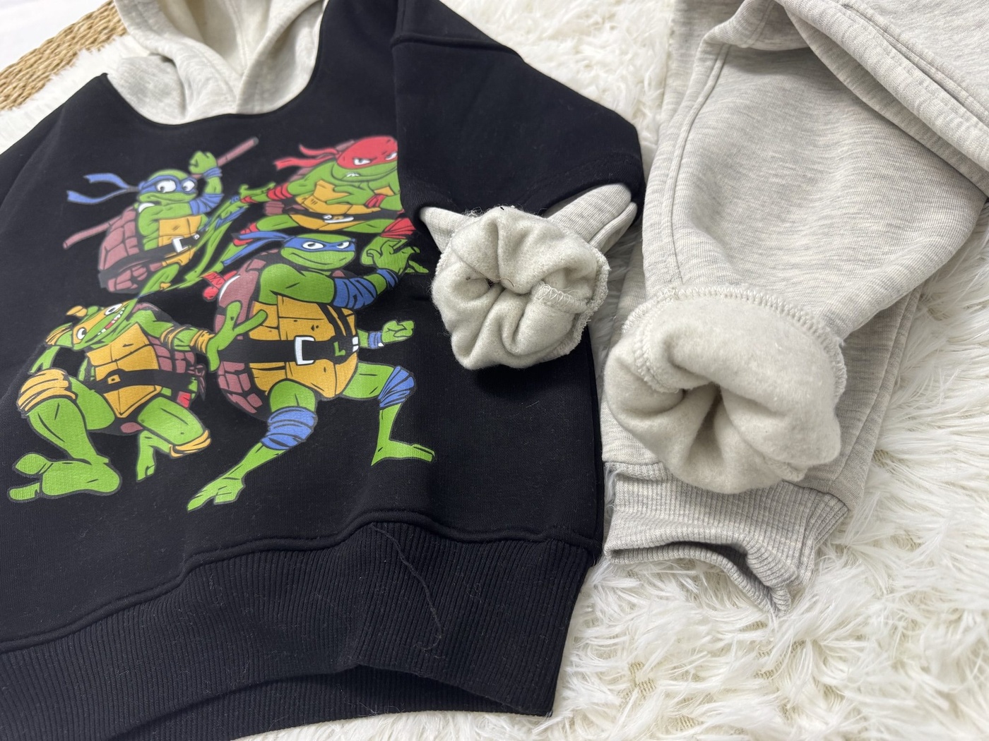 TMNT Hoodie Set Black & Grey - Boy (Contrast Grey Hood)