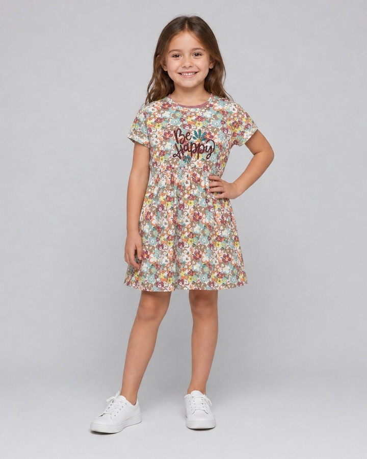 Be Happy Multi-Color Dress - Girl (Floral)