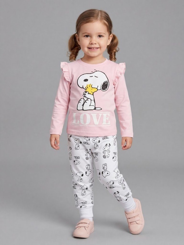 Snoopy Pink Set - Girl (Ruffle Shoulders)