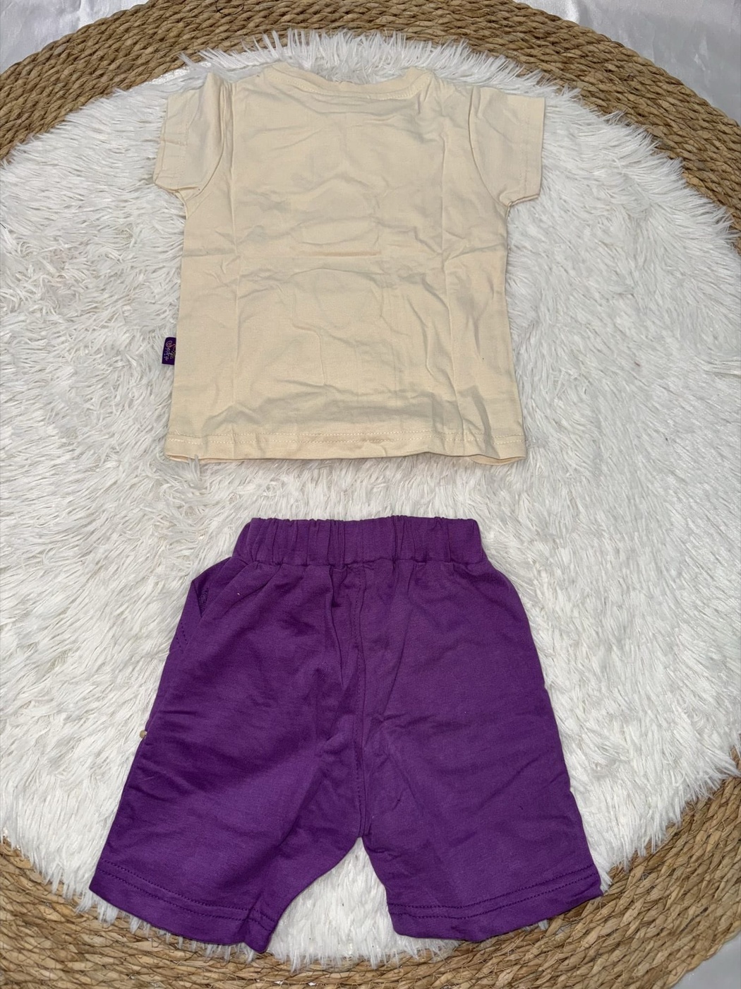 Voila Purple Shorts Set - Girl (Heart Graphic)-24M