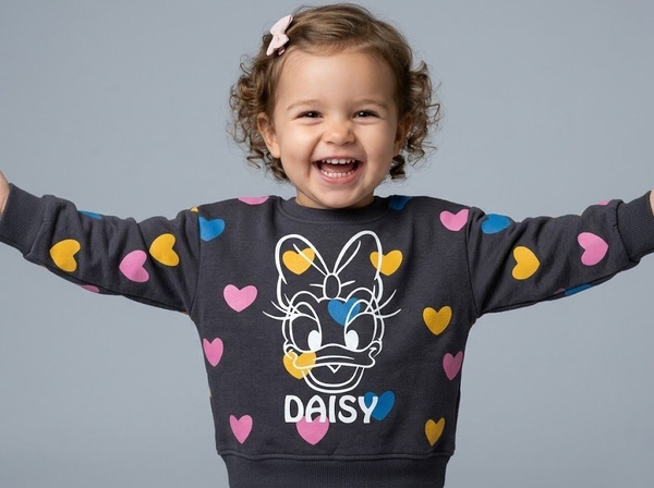 Daisy Duck Sweatshirt Dark Grey - Girl (Hearts Pattern)