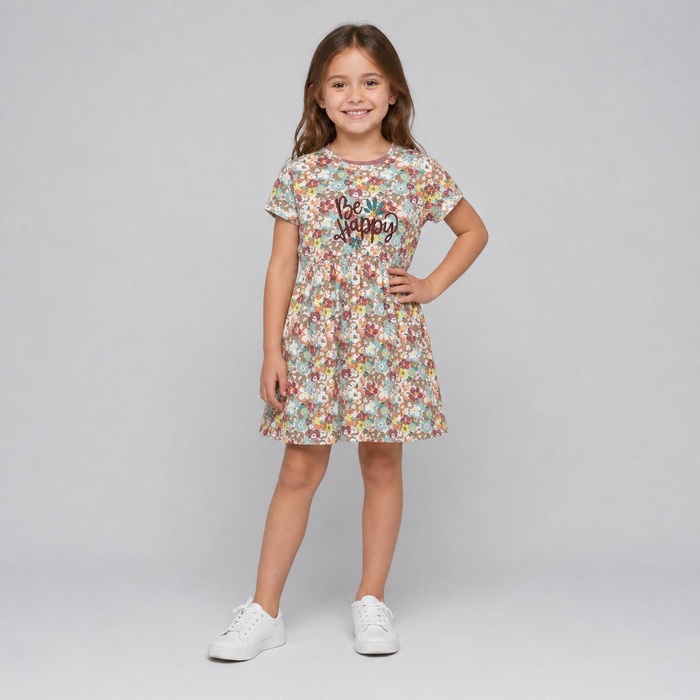 Be Happy Multi-Color Dress - Girl (Floral)