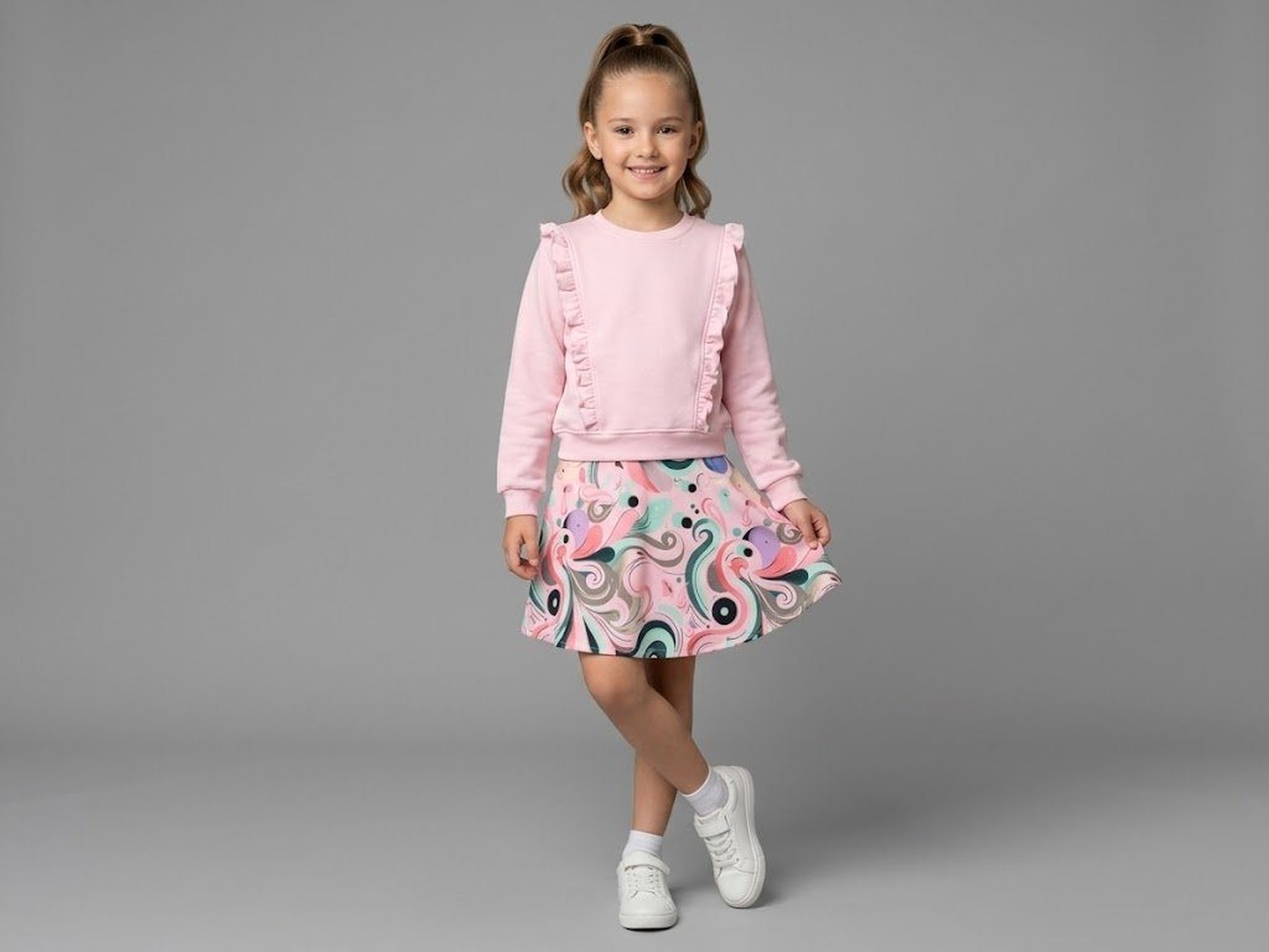 Pink Set - Girl (Abstract Skirt)