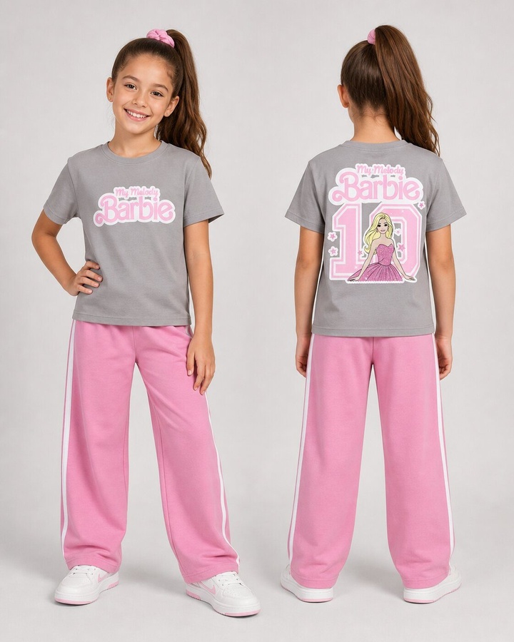 Barbie Gray and Pink Set - Girl (Back Graphic)