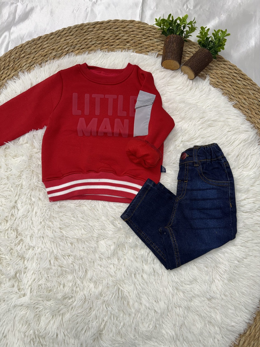 Little Man Set Red - Boy (Dark Blue Jeans)