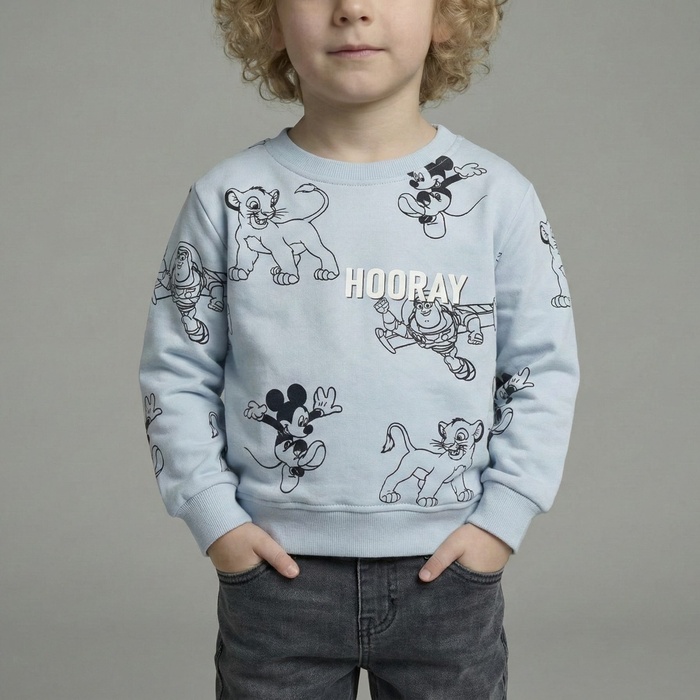 Disney Mix Sweatshirt Light Blue - Boy (Hooray Text)