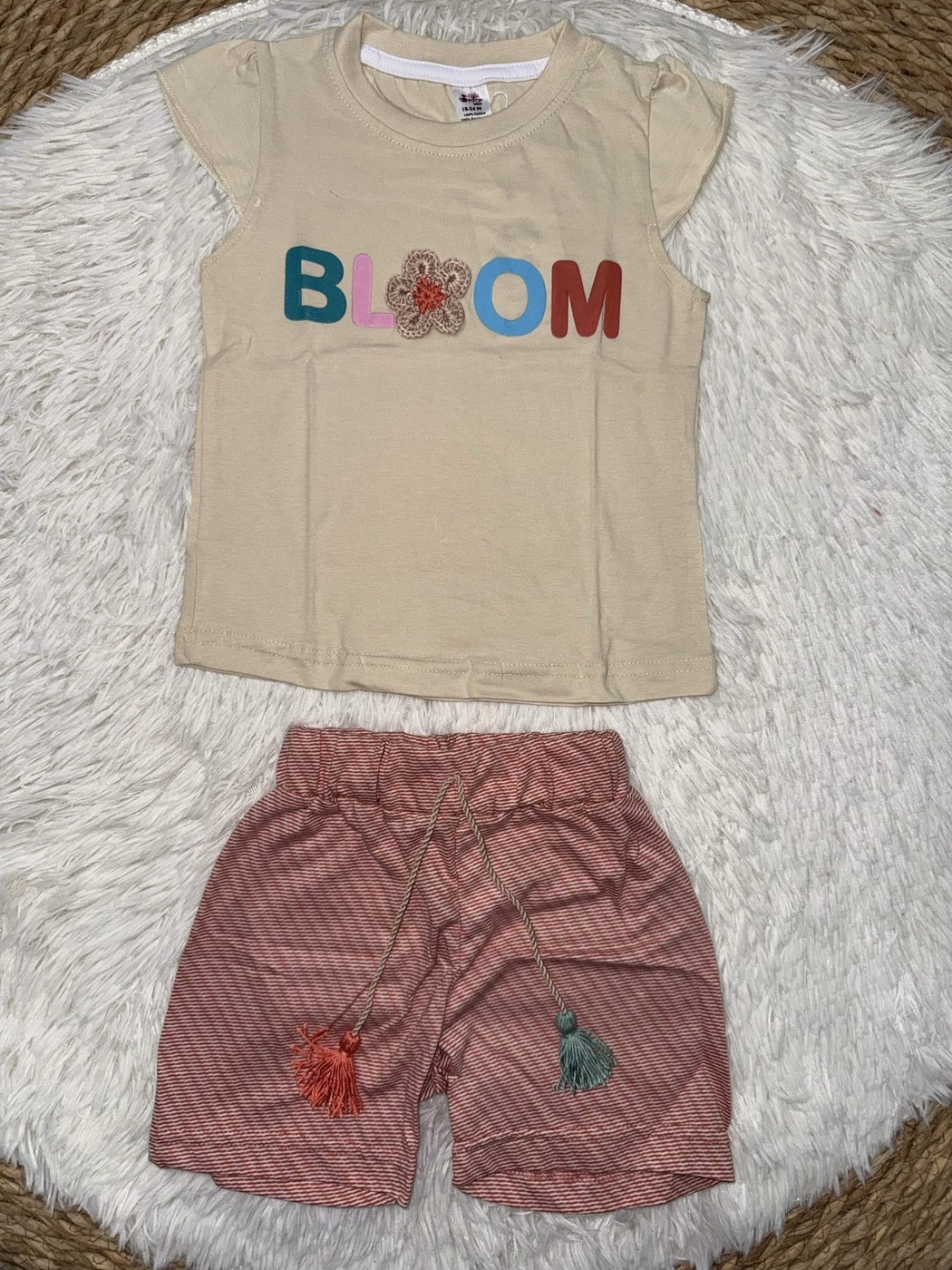 Bloom Pink Shorts Set - Girl (Floral Lettering)-24M