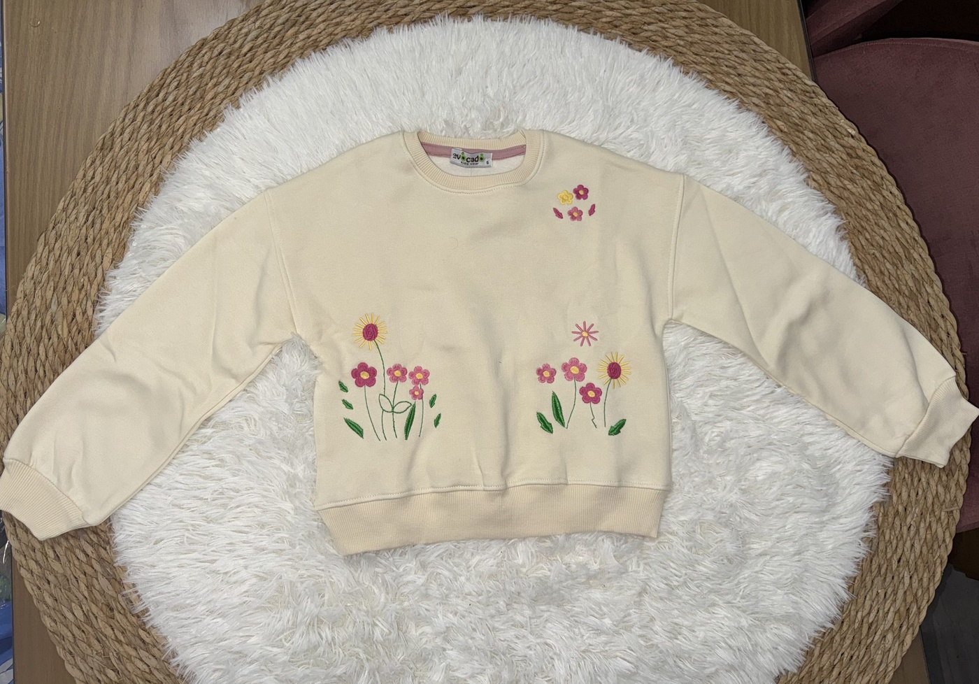 Stemmed Flower Set Cream & Mauve - Girl (Stemmed Embroidery)