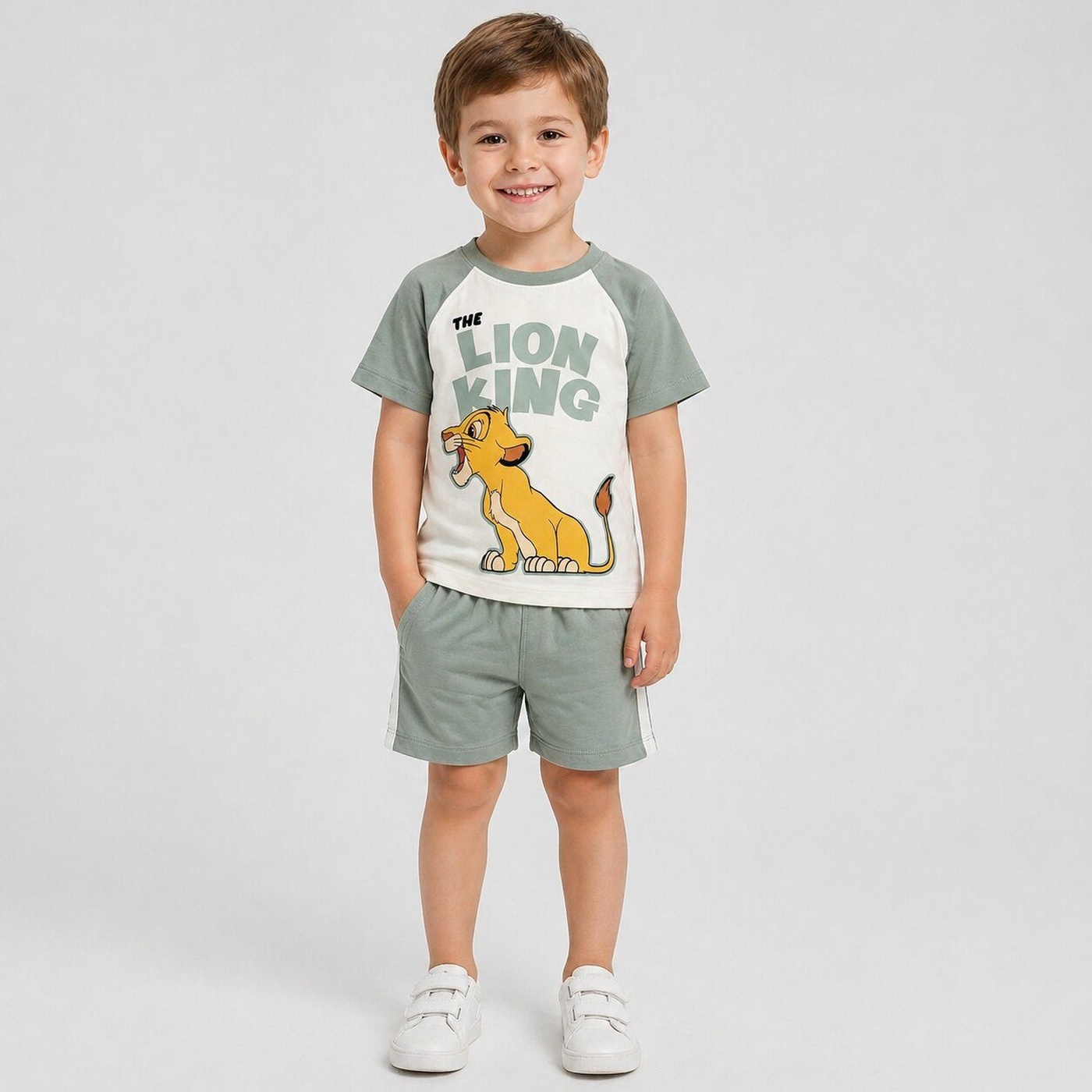 Lion King Green Raglan Shorts Set - Boy (Front Graphic)-06