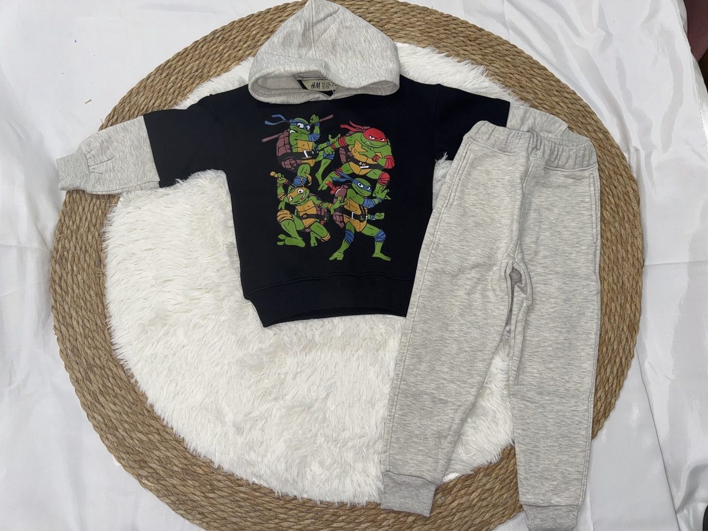 TMNT Hoodie Set Black & Grey - For Boys (Contrast Grey Hood)