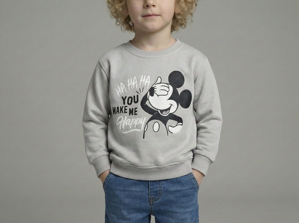 Mickey Mouse Sweatshirt Light Grey - Boy (Covering Eyes Graphic)