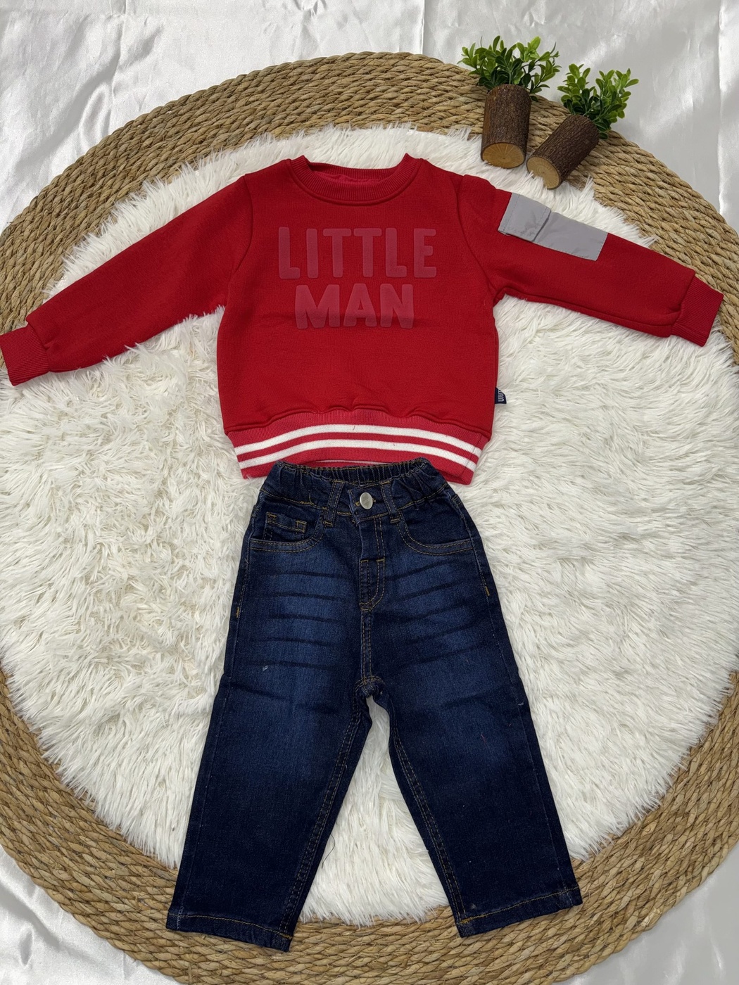 Little Man Set Red - Boy (Dark Blue Jeans)