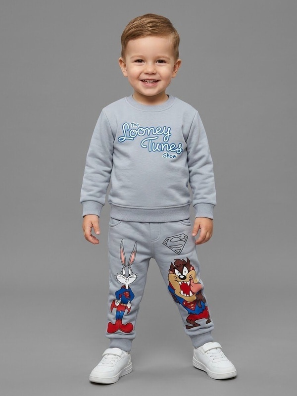 Looney Tunes Tracksuit Set Grey - Boy (Bugs & Taz Pants)