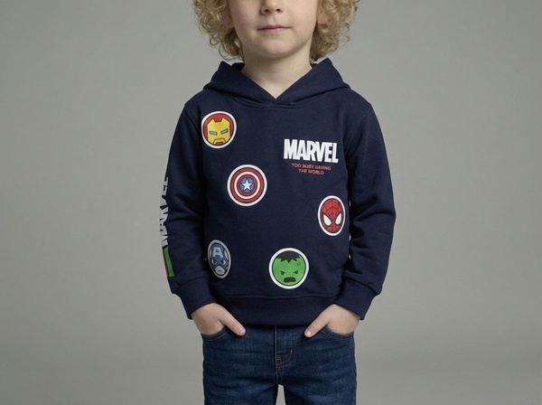 Marvel Avengers Hoodie Navy - Boy (Round Face Icons)