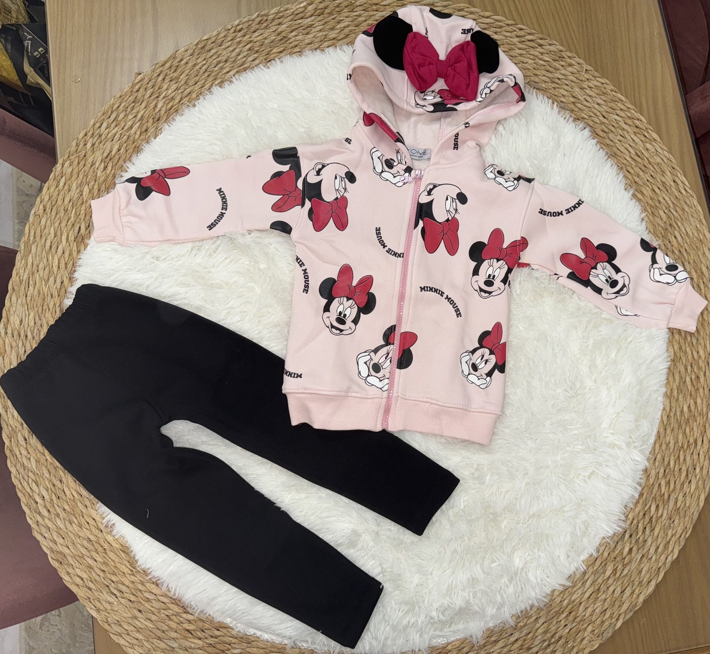 Minnie Mouse Pink Zip Hoodie - Girl (All Over Print)