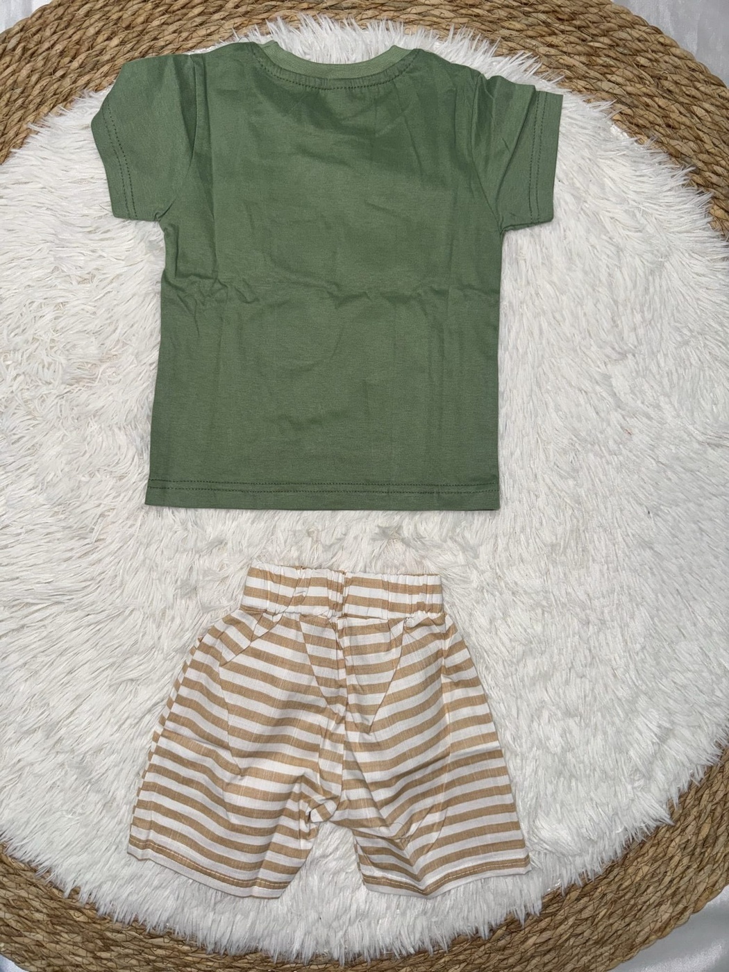 Just Do It Olive Green Shorts Set - Boy (Text Graphic)-24M
