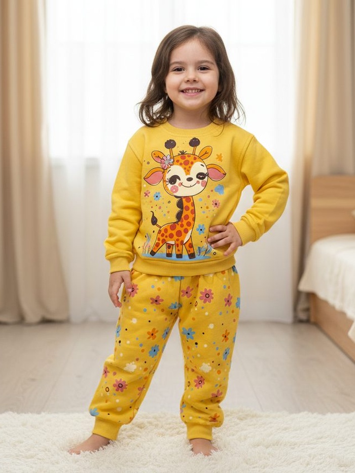 Giraffe Yellow Set - Girl (Floral Pants)