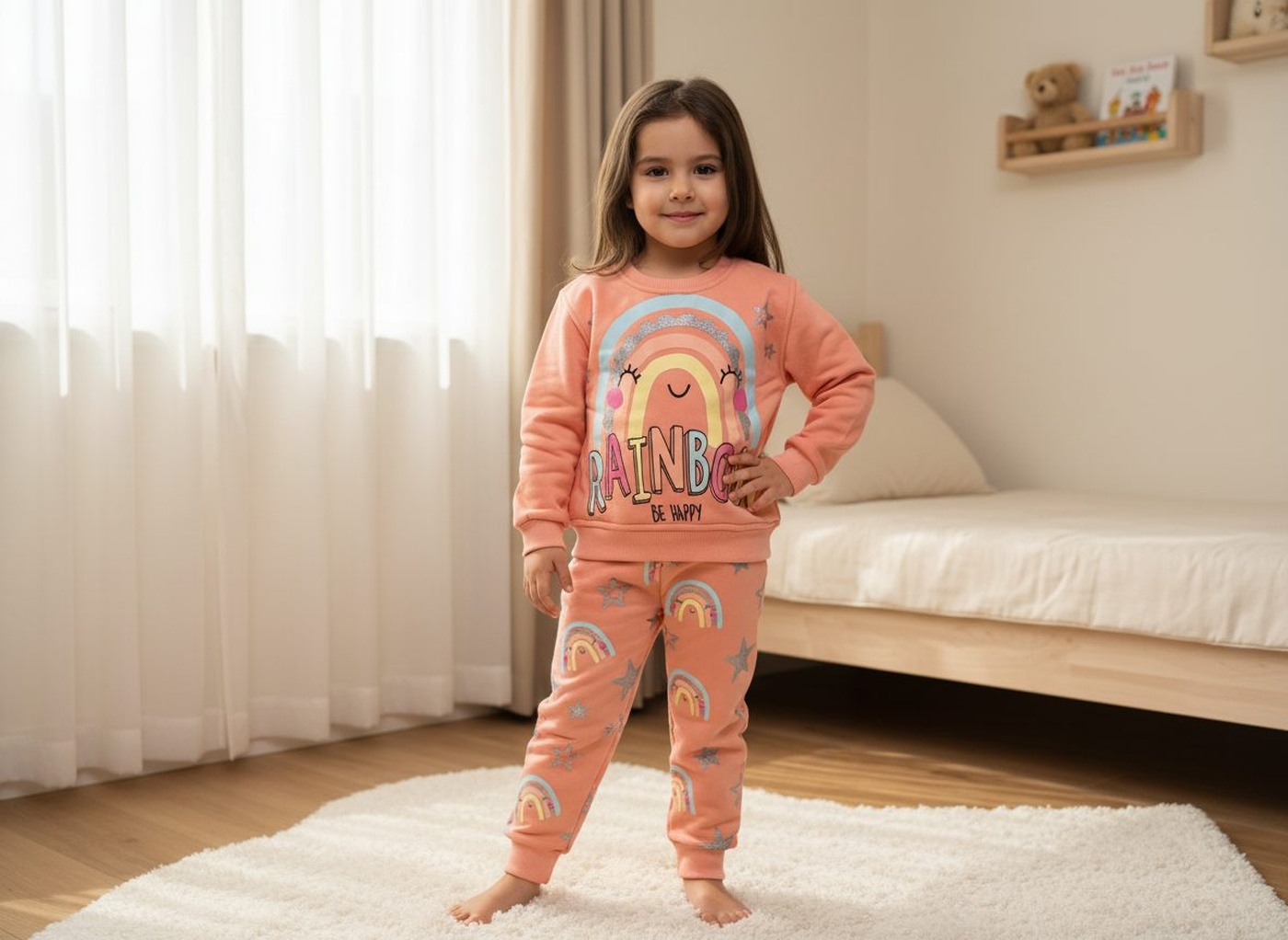 Rainbow Smile Pink Set - Girl (Patterned Pants)