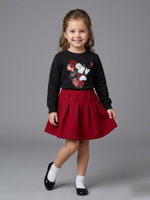 Minnie Mouse Black Set - Girl (Red Skirt)