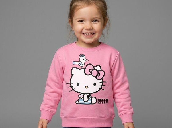 Hello Kitty Bird Sweatshirt Hot Pink - Girl (Sitting with Seagull)