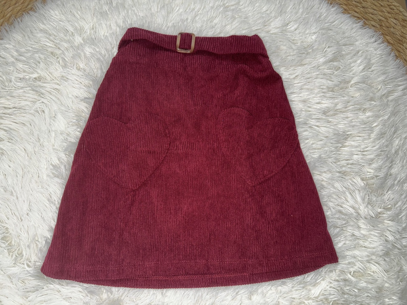 Rose Ribbon Set Cream & Maroon - Girl (Heart Pockets)