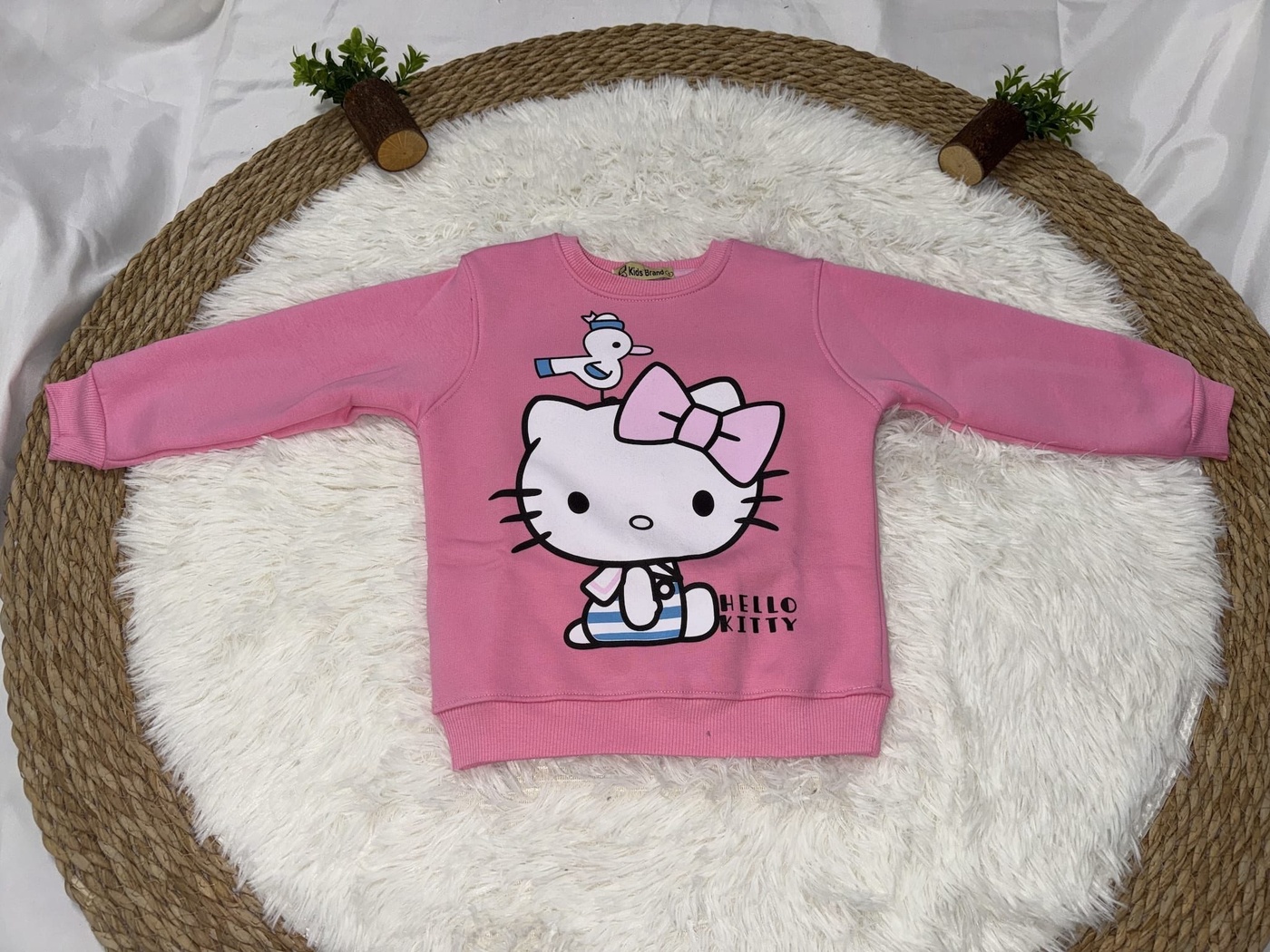 Hello Kitty Bird Sweatshirt Hot Pink - Girl (Sitting with Seagull)