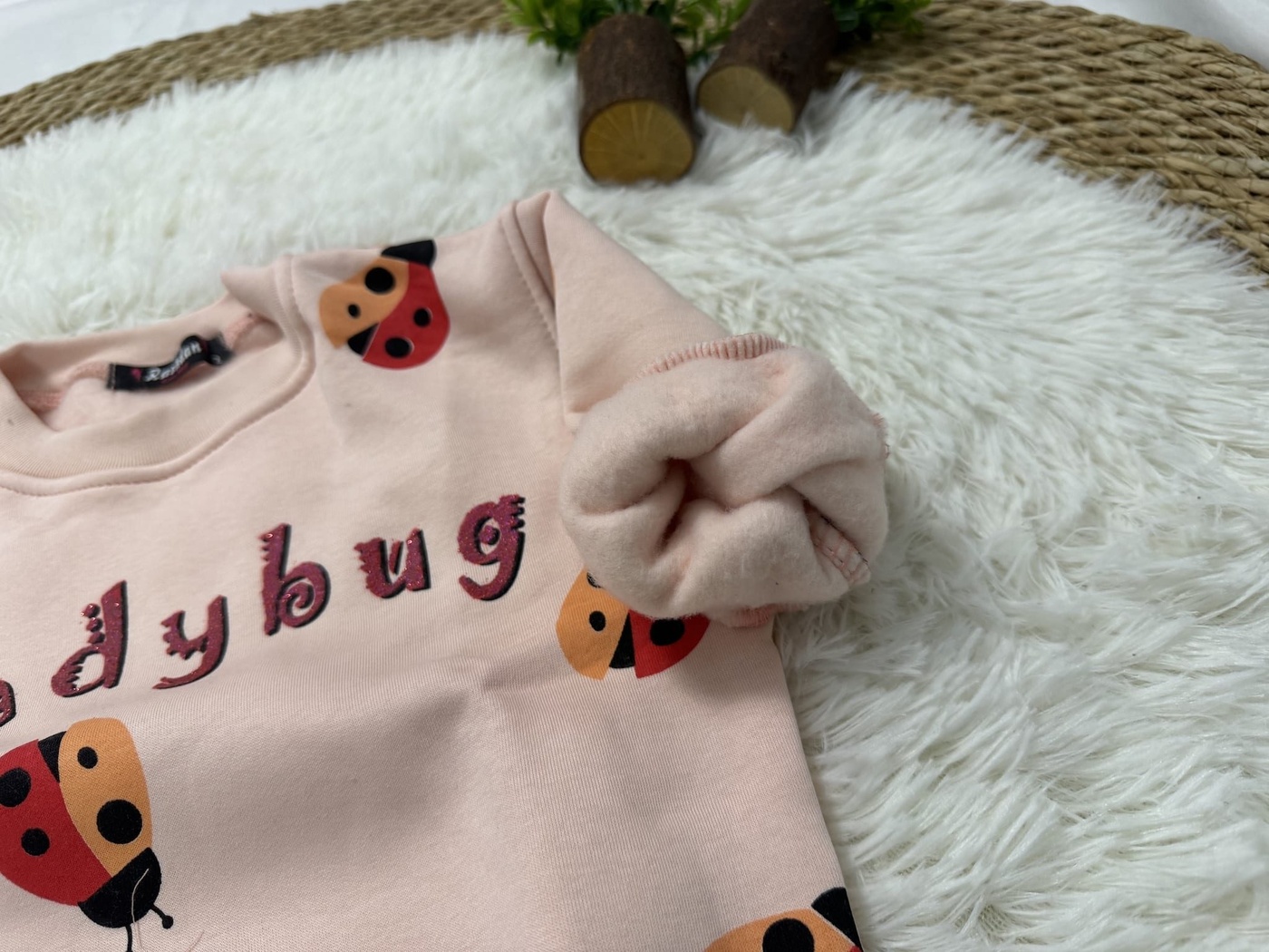 Ladybug Sweatshirt Light Pink - Girl (All Over Ladybug Print)