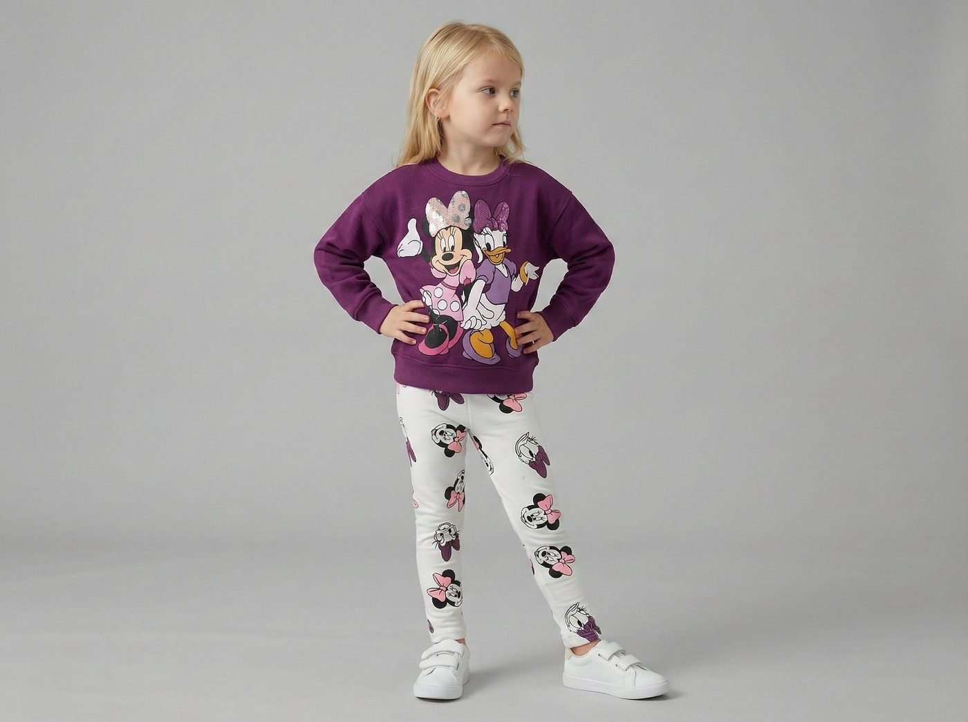 Minnie & Daisy Set Purple & White - For Girls (Patterned Leggings)