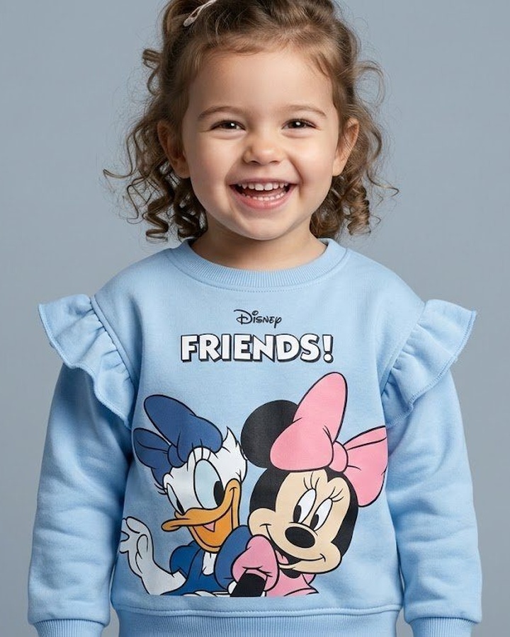 Disney Friends Sweatshirt Light Blue - Girl (Minnie & Daisy Ruffles)