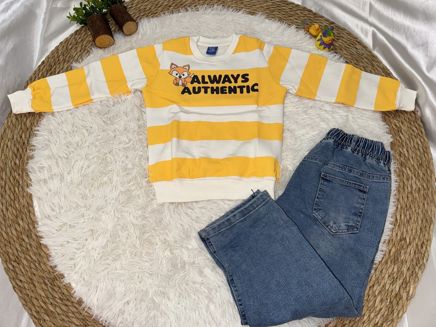 Always Authentic Yellow Set - Boy (Striped Top)