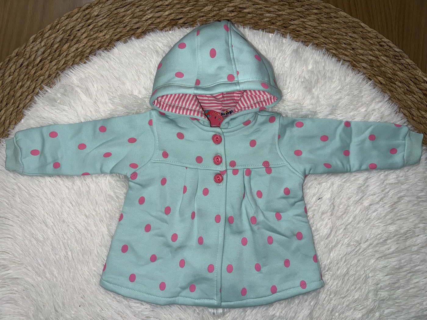 Mint Polka Dot 3-Piece Set - Baby Girl (Pink Striped Onesie)
