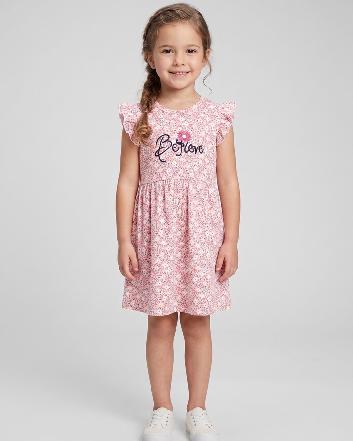 Bonjour Pink Dress - Girl (Floral)