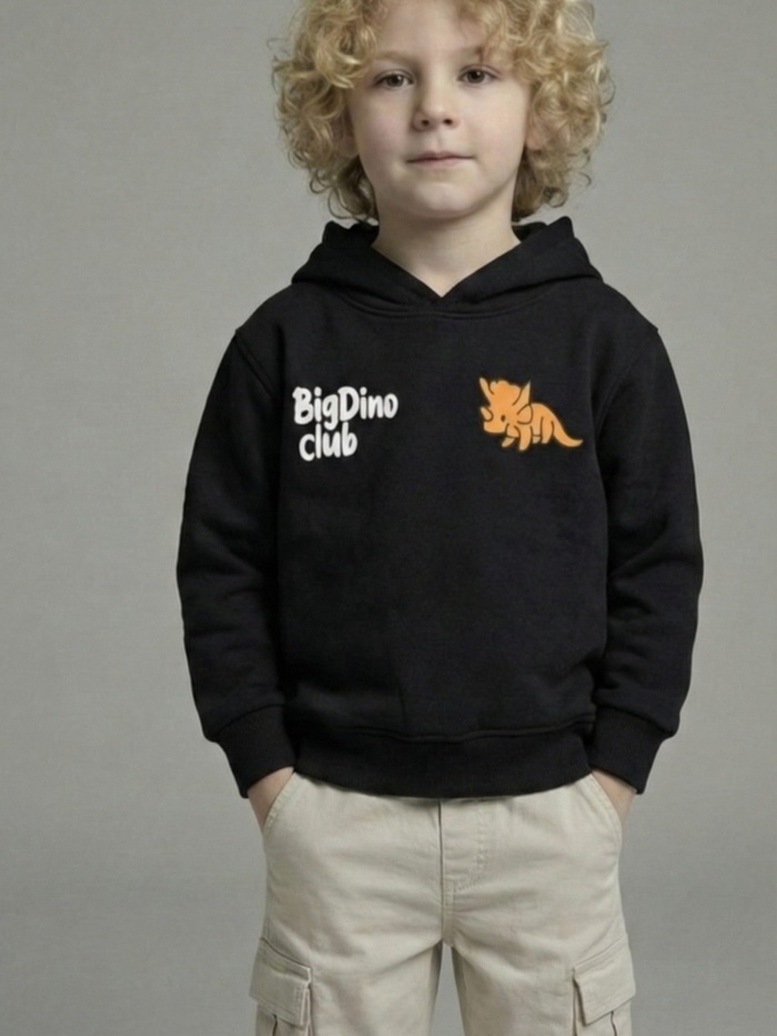 Big Dino Club Hoodie Black - Boy (Science Fair Back Print)