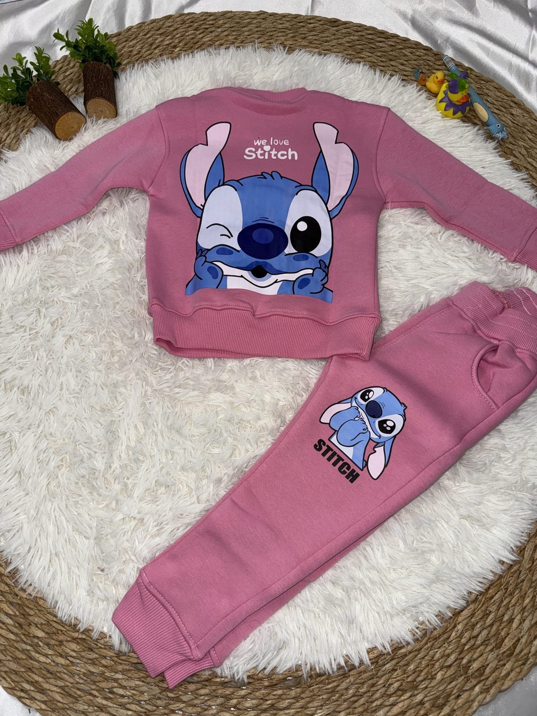 Stitch Pink Set - Girl (Back Print)