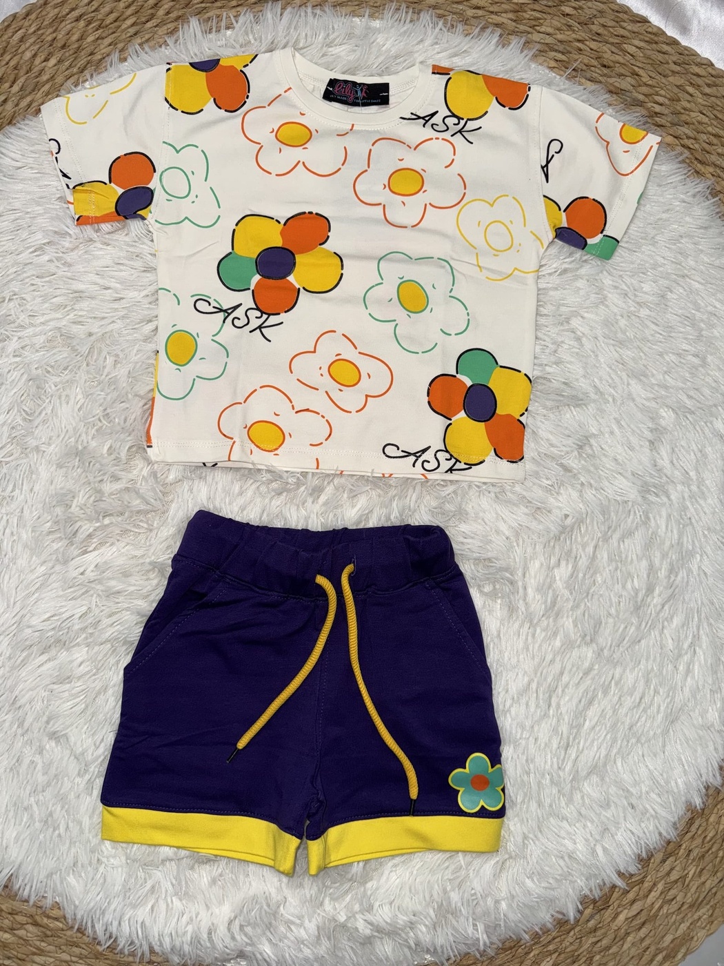 Floral White Shorts Set - Girl (Floral Top)-06