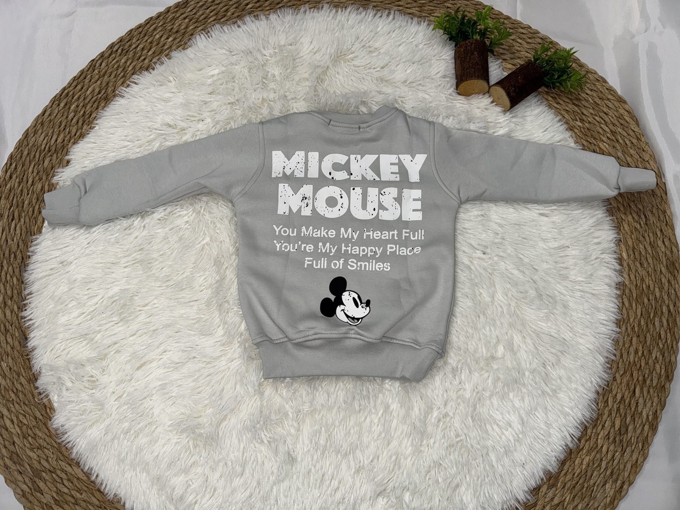 Mickey Mouse Sweatshirt Light Grey - Boy (Covering Eyes Graphic)