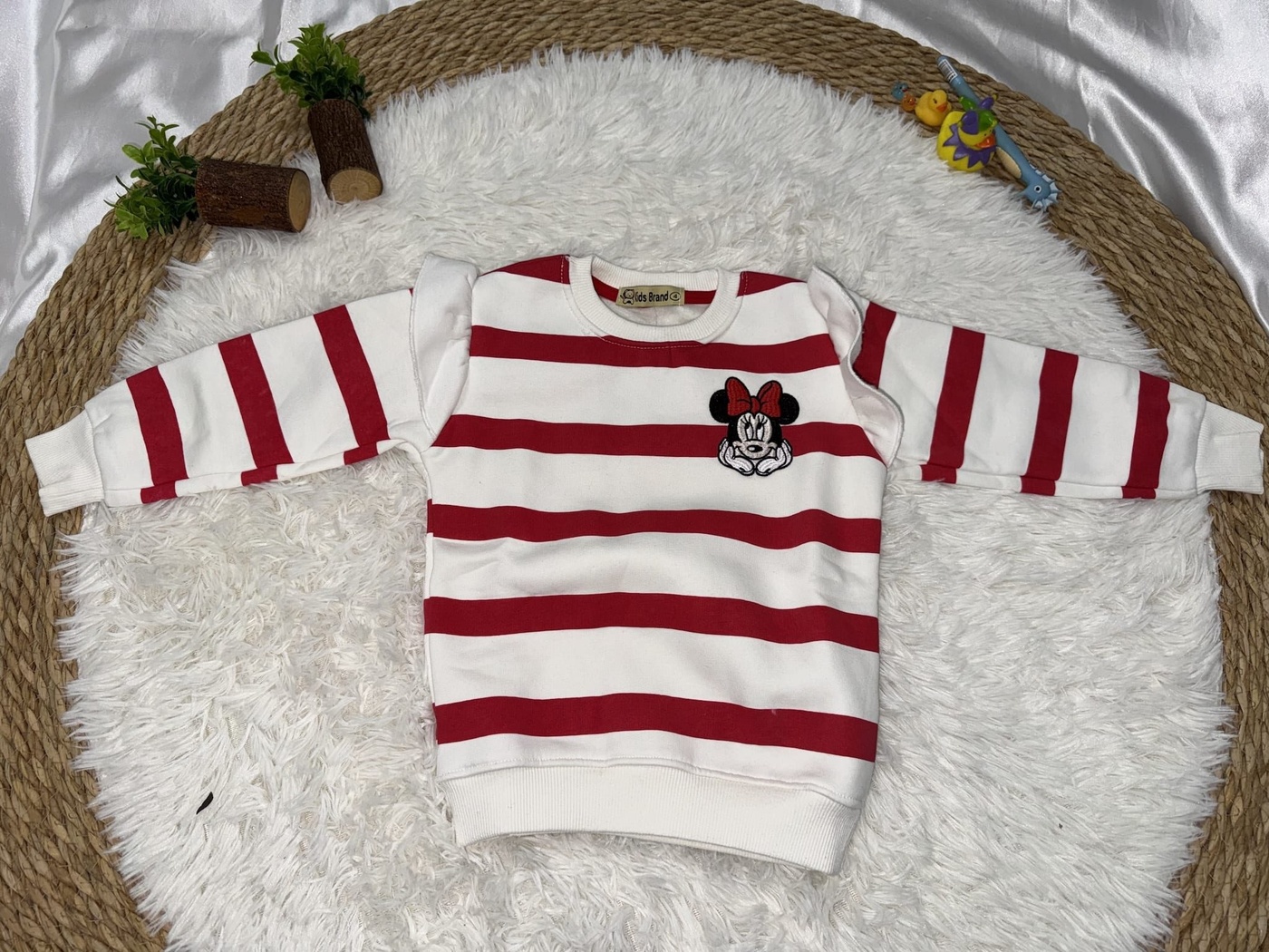 Brand Minnie Red Sweatshirt - Girl (Striped)