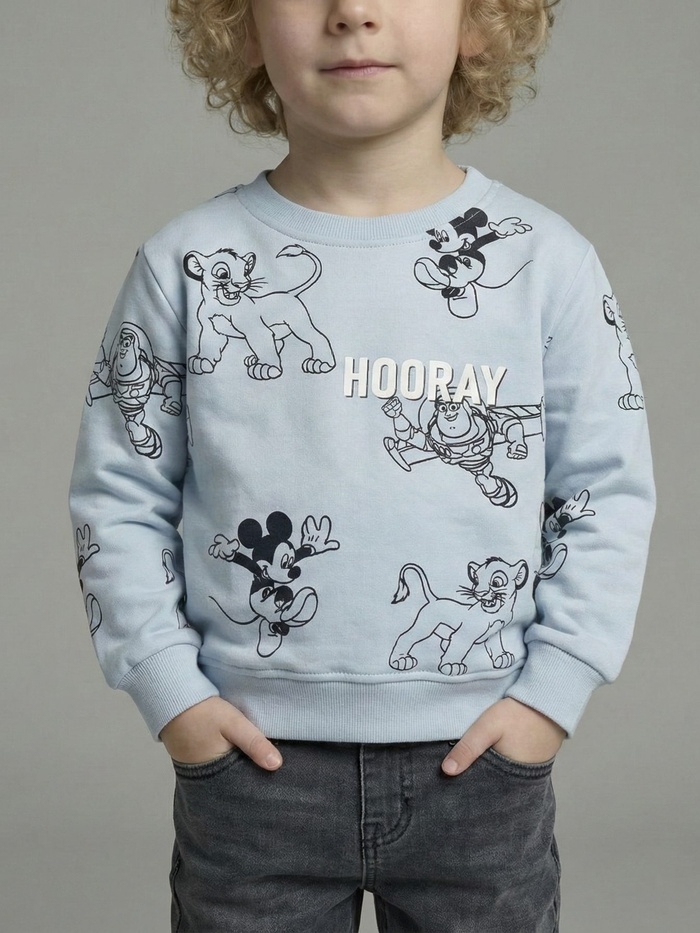 Disney Mix Sweatshirt Light Blue - Boy (Hooray Text)
