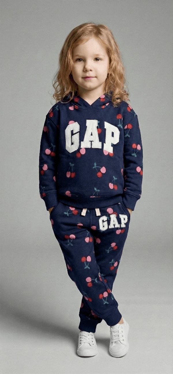 Cherry Pattern Hoodie Set Navy - Girl (All-over Print)