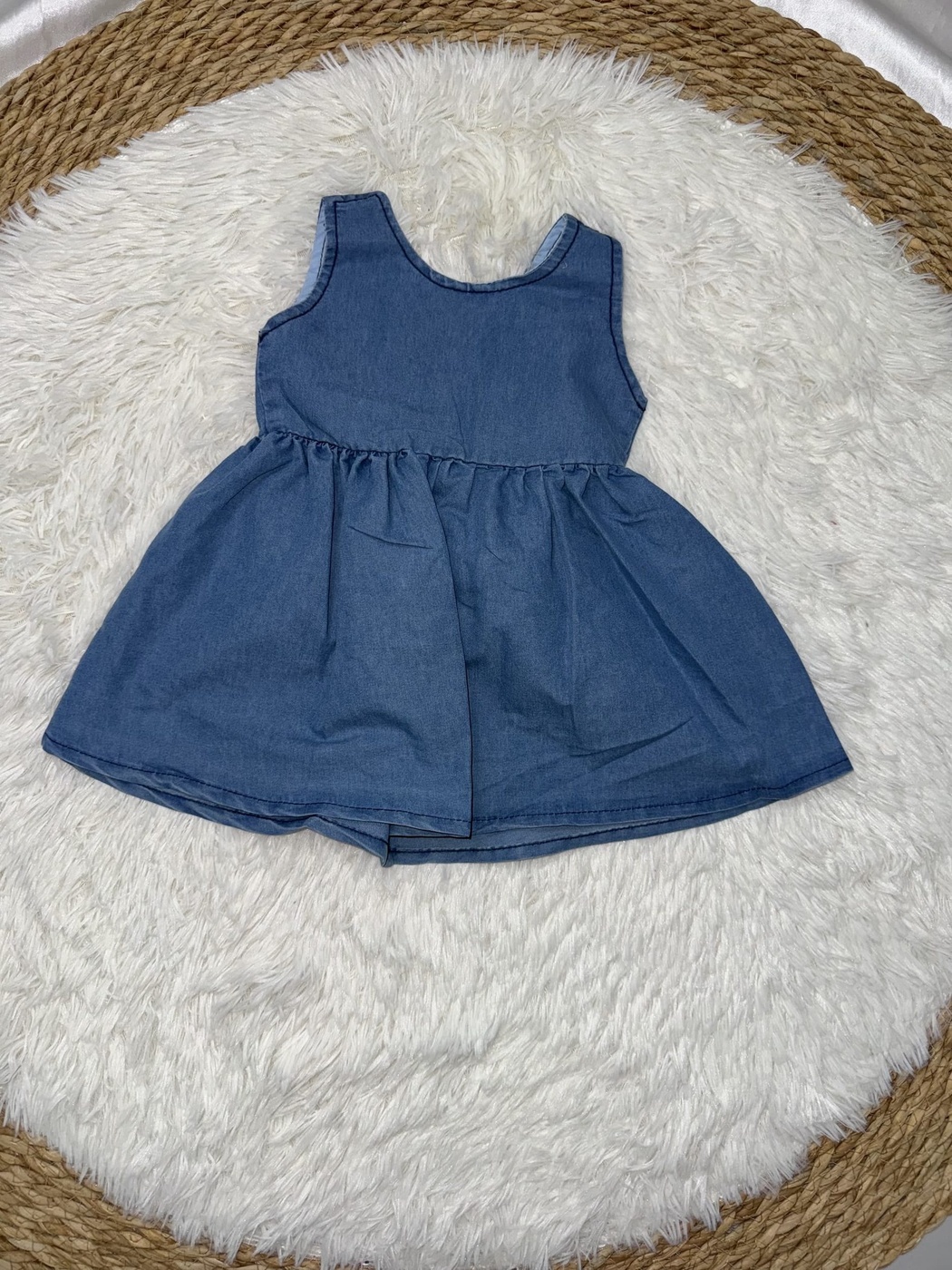 Blue Denim Dress - Girl (Back Bow)-10